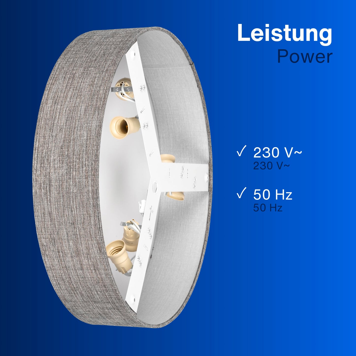 REV ceiling light - ceiling lamp around 50cm with fabric lampshade in a vintage look - ideal for bedrooms and living rooms, brown-silver - 2021121050