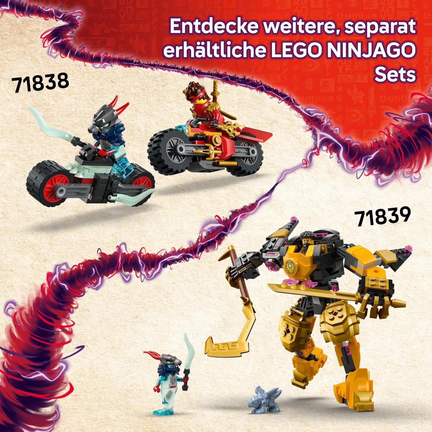 LEGO NINJAGO Rontu the Master Dragon - Movable dragon figure with shooters - 4 minifigures, including Lloyd, Sora & Wyldfyre - Ninja toy for children - Gift for boys aged 7 and up - 71842