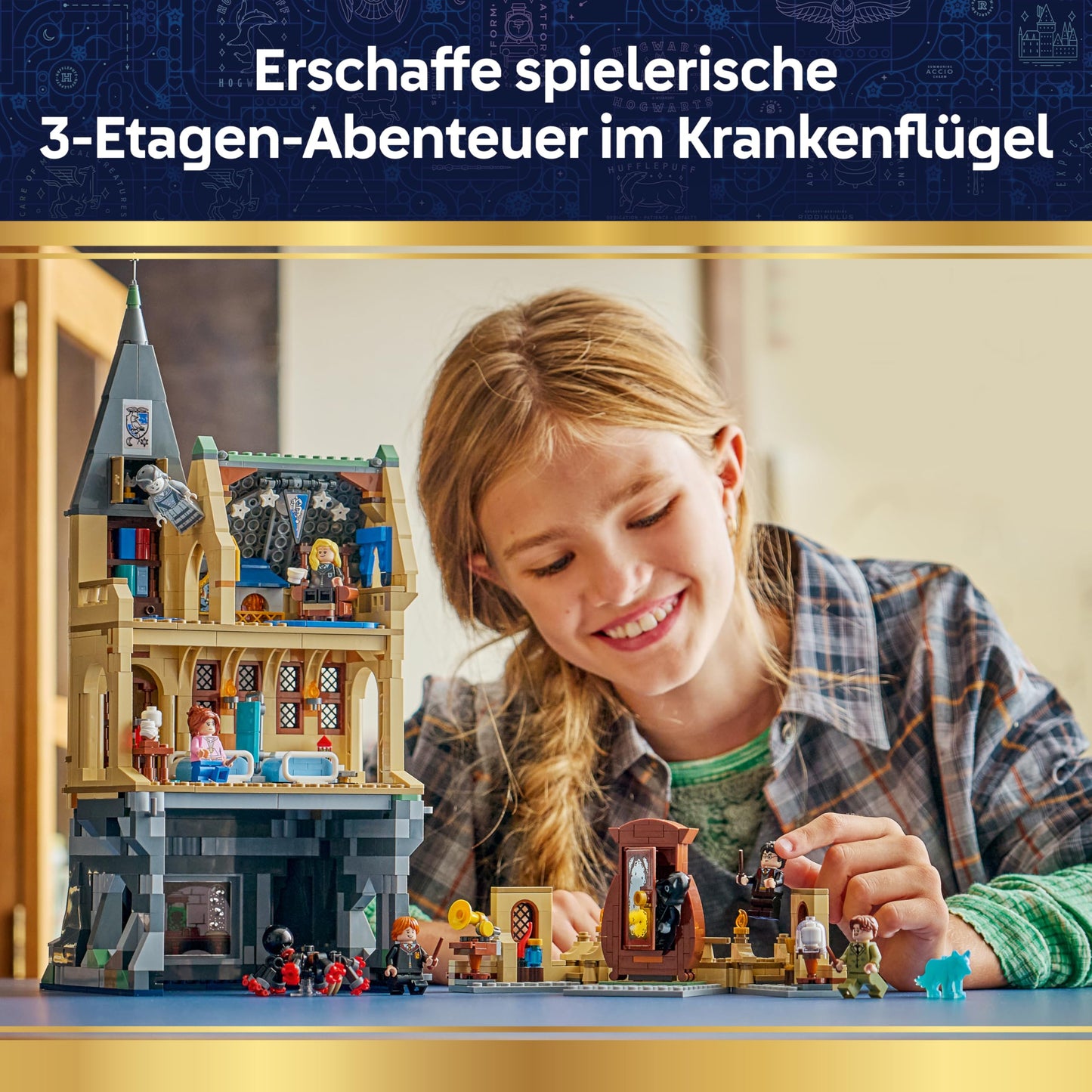 LEGO Harry Potter Hogwarts Castle: Hospital Wing - DIY set with 7 minifigures - model building with Hermione and Ron figures - creative gift for girls, boys and fans aged 9 and over - 76463