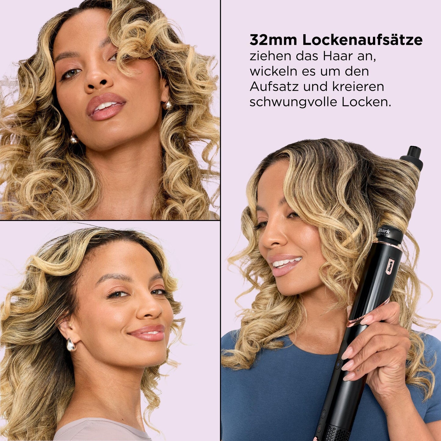 Shark FlexStyle 3-in-1 Air Styler & Hair Dryer, Auto Wrap Curl Attachment, Oval Brush, Concentrator, No Heat Damage, Black/Rose Gold, HD426EU