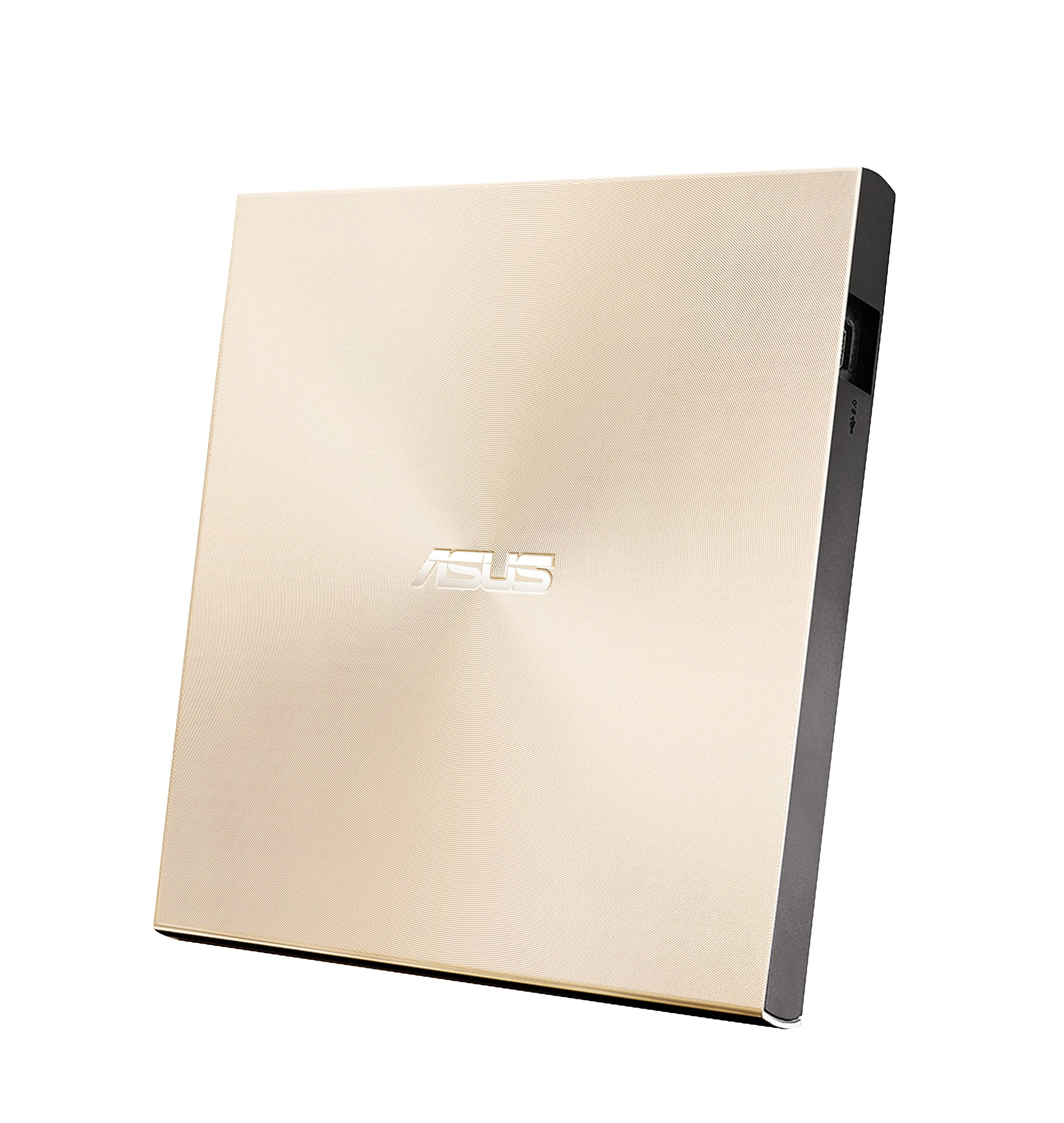 Asus ZenDrive U9M USB-C external Ultra SLIM DVD burner (incl. USB-C cable, burning software & Nero backup app), for Apple MacBooks and Windows PCs/notebooks, USB 2.0, gold - 90DD02A5-M29000