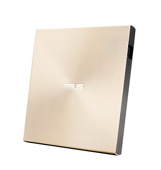 Asus ZenDrive U9M USB-C external Ultra SLIM DVD burner (incl. USB-C cable, burning software & Nero backup app), for Apple MacBooks and Windows PCs/notebooks, USB 2.0, gold - 90DD02A5-M29000