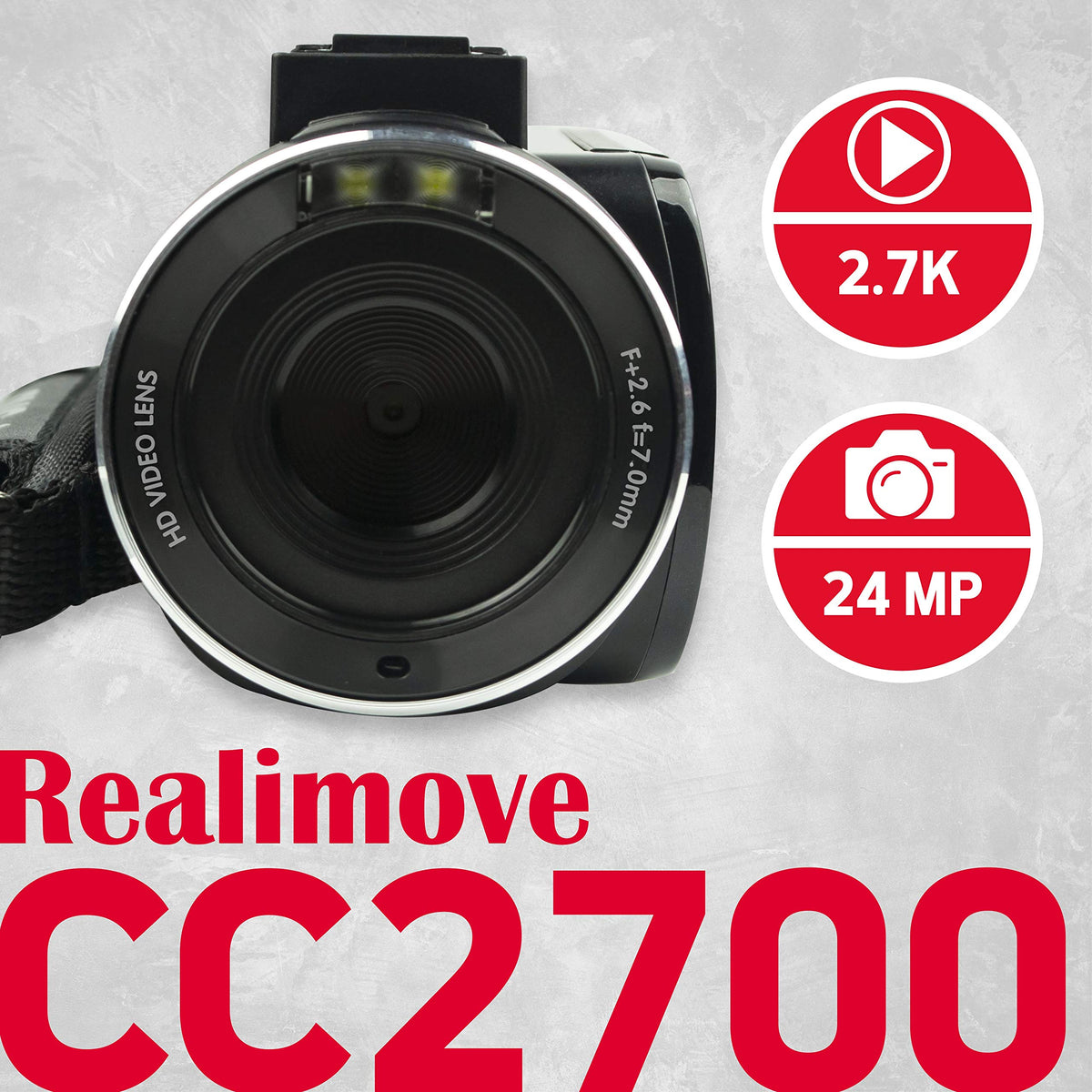 AGFAPHOTO Realimove CC2700 Camcorder Ultra HD 2.7K Video Camera - CC2700-2MIC