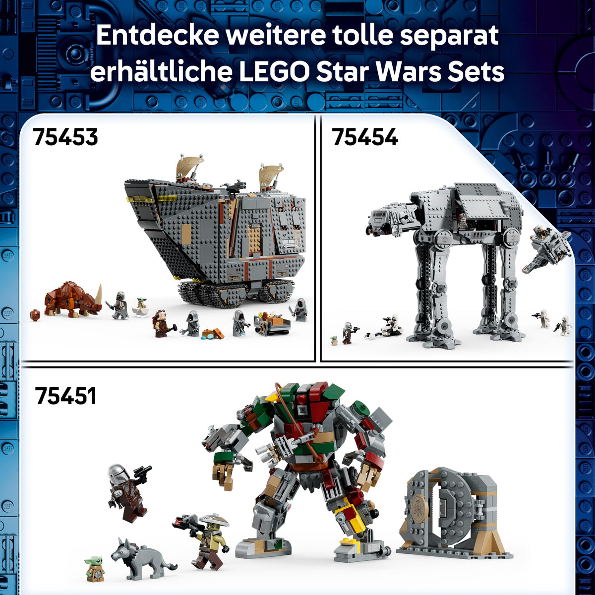 LEGO Star Wars 75454 AT-AT of the Remnant Empire with INT-4 toys - The Mandalorian and Grogu figures with shuttle, speeder bike, 6 minifigures & 1 figure - gift for boys and fans aged 10 and over