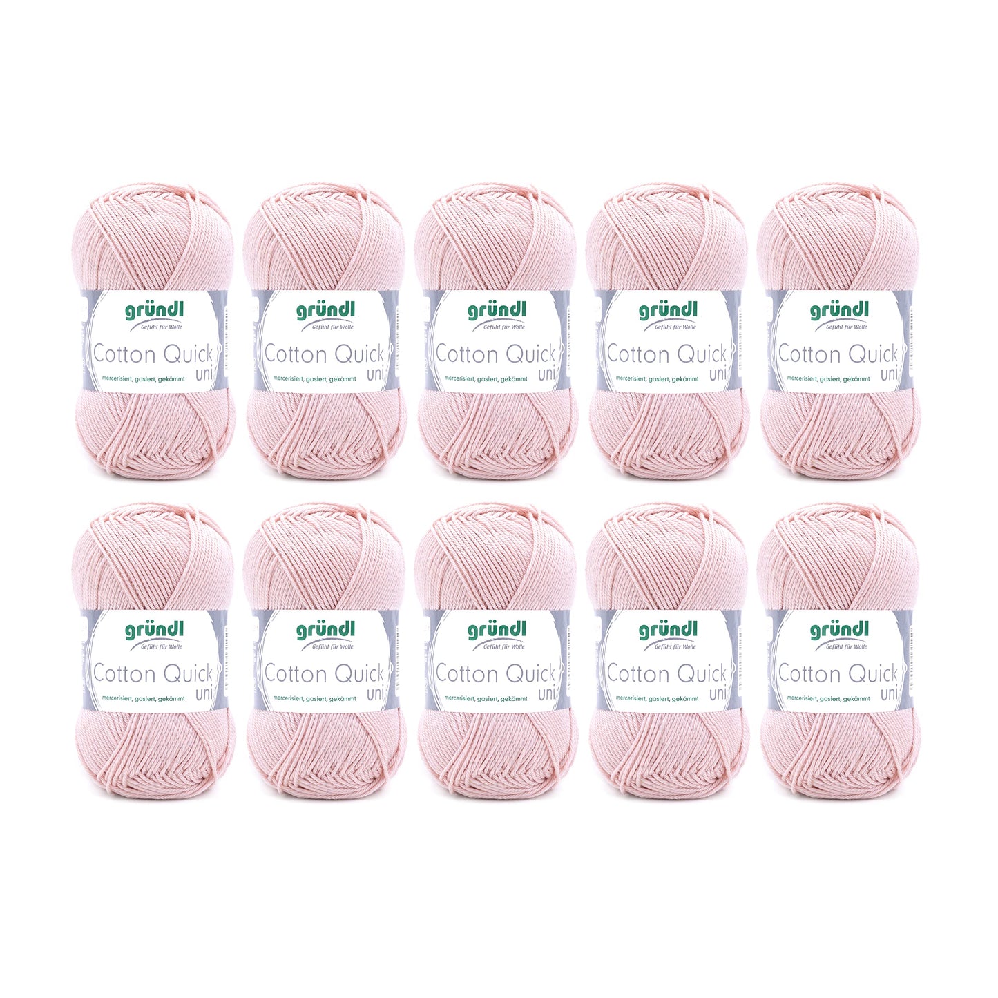 Gründl Wolle Cotton Quick uni - thin wool for crocheting - knitting yarn - crochet yarn - shiny and skin-friendly - 100% cotton - 10 balls 50 g / 125 m - needle size 3-4 - nude - 865-149