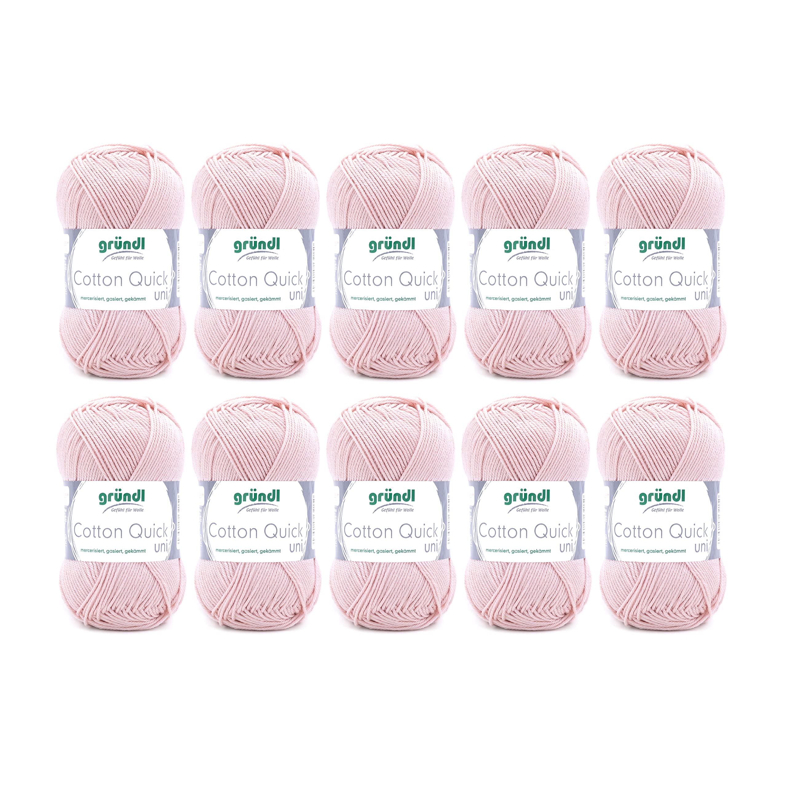 Gründl Wolle Cotton Quick uni - thin wool for crocheting - knitting yarn - crochet yarn - shiny and skin-friendly - 100% cotton - 10 balls 50 g / 125 m - needle size 3-4 - nude - 865-149