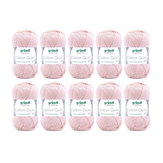Gründl Wolle Cotton Quick uni - thin wool for crocheting - knitting yarn - crochet yarn - shiny and skin-friendly - 100% cotton - 10 balls 50 g / 125 m - needle size 3-4 - nude - 865-149