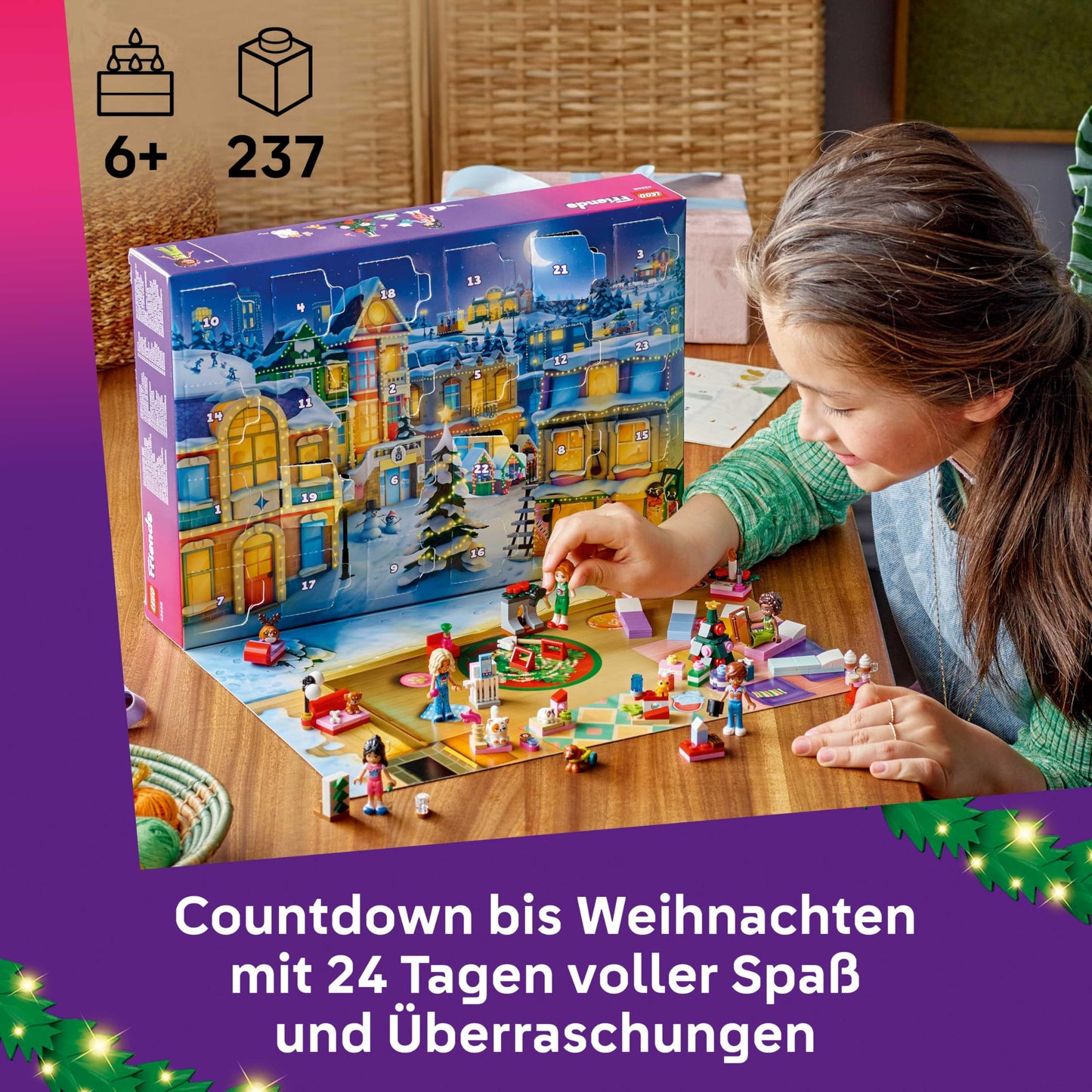 LEGO Friends Advent Calendar 2025 - Christmas toy with 24 surprises including 5 minifigures, 5 animal figures and lots of accessories - children's gift for girls and boys aged 6 and over - 42668