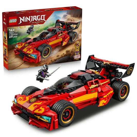 LEGO NINJAGO 15th anniversary: X-1 Ninja Supercar - racing car model construction with motorcycle and 3 minifigures including Kai - gift idea for boys aged 14 and over and adult fans - 71867