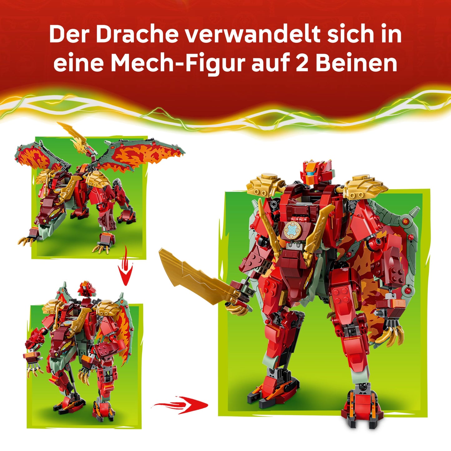 LEGO NINJAGO Wyldfyres Dragon Mech - 2-in-1 ninja action figure with Empress Beatrix's mech and 6 minifigures - birthday gift idea for boys aged 9 and up and fans - 71868