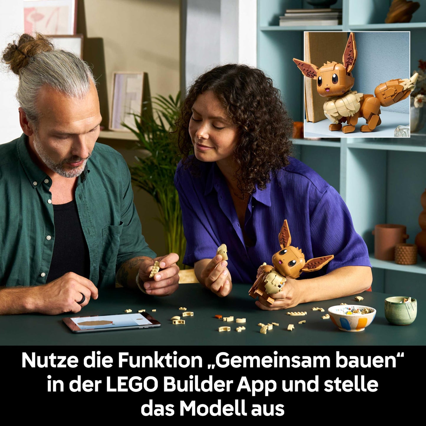 LEGO Pokémon Eevee figure - building set for adults - anime model building with movable limbs, ears and tail - DIY decoration for room or desk - collector's gift idea for gaming fans - 72151