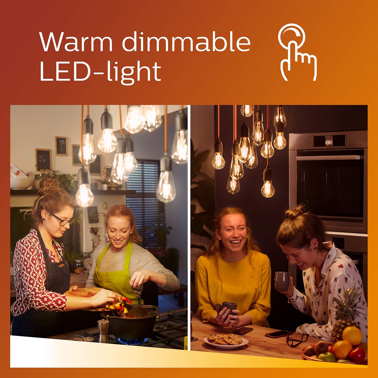 Philips LED Classic GU10 lamps Warm Glow pack of 6 (50 W), dimmable reflector LED spots with warm white light, energy-saving lamps with a long useful life, warm glow dimmable - 929002065798