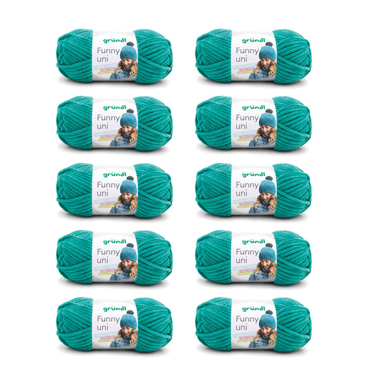 Gründl Wolle Funny uni - lână moale de chenille pentru croșetat - pufoasă și delicată cu pielea - 100% poliester - 10 sculuri 100 g / 120 m - grosime croșetă 5-6, smarald - 3442-15