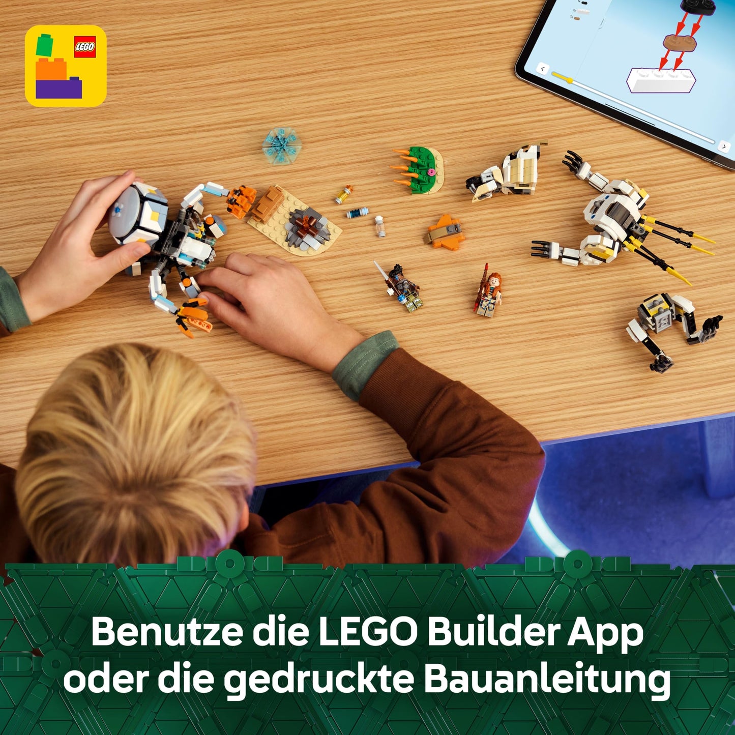 LEGO Horizon Adventures Aloy and Varl vs. Panzerwanderer and Sawtooth, toy with monster machines and minifigures, collectible playset for video game fans, boys and girls aged 9 and up 77037