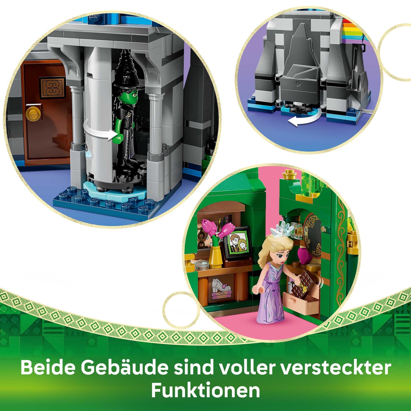 LEGO Wicked Emerald City & Kiamo Ko Castle - creative toy with Elphaba & Glinda minifigures as well as a MONKEY & accessories - children's gift for girls, boys and film fans aged 9 and up - 75689
