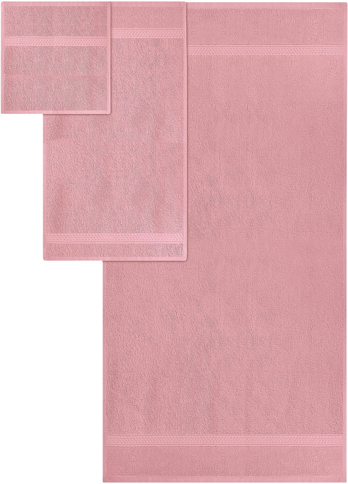 Utopia Towels 8 Piece Premium Towel Set, 2 Bath Towels, 2 Hand Towels and 4 Face Cloths, 600gsm 100% Ring-spun Cotton, Gym, Hotel and Spa (Dusky Pink) - UT0877