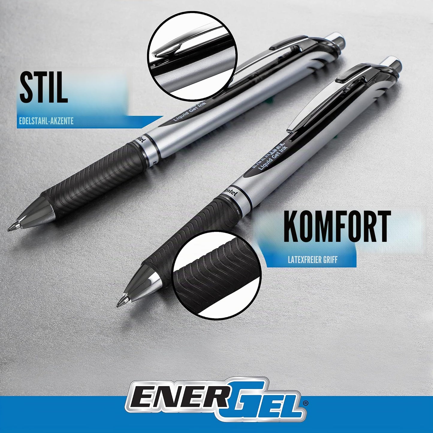 Pentel EnerGel XM BL77 gel pen with push mechanism, coral (pack of 12) - BL77-P3X-VE