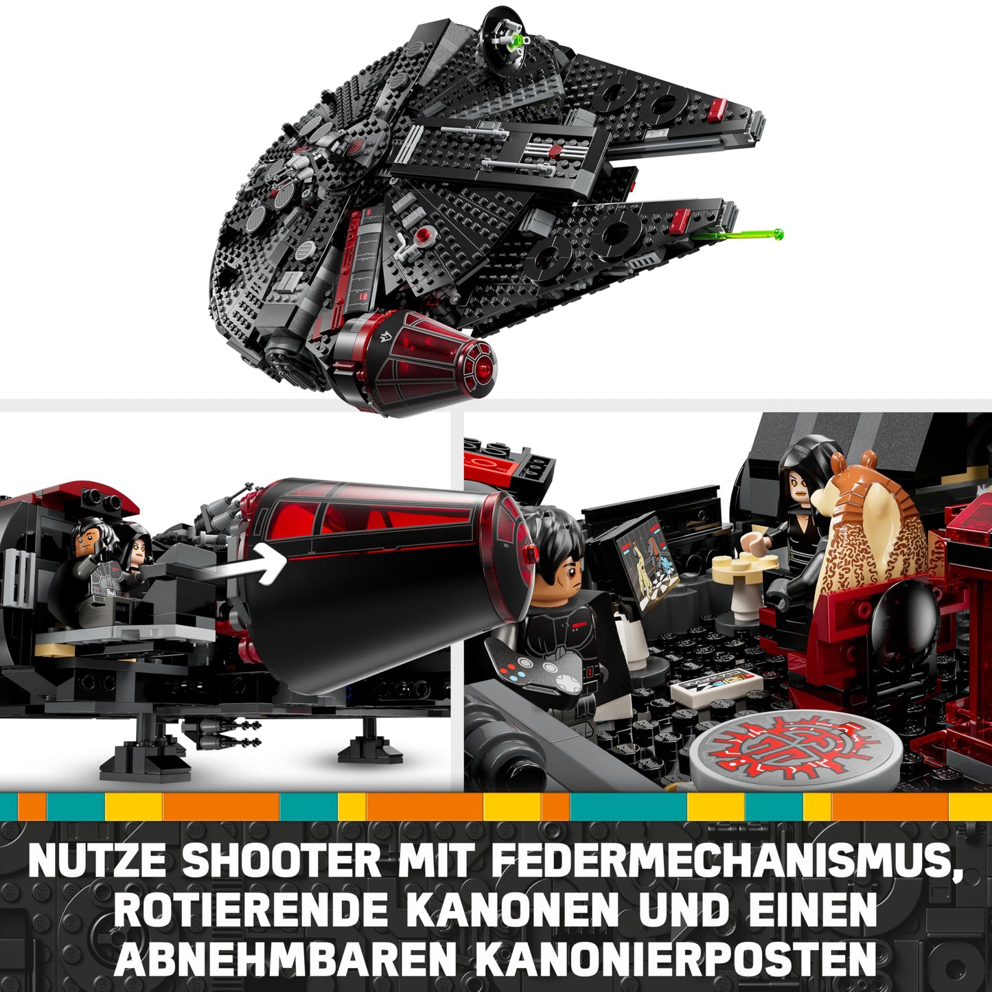 LEGO Star Wars 75389 The Dark Falcon - Display toy with spring-powered shooters, cannons and 6 minifigures including C-3PO - Gift for boys aged 10 and up and adults