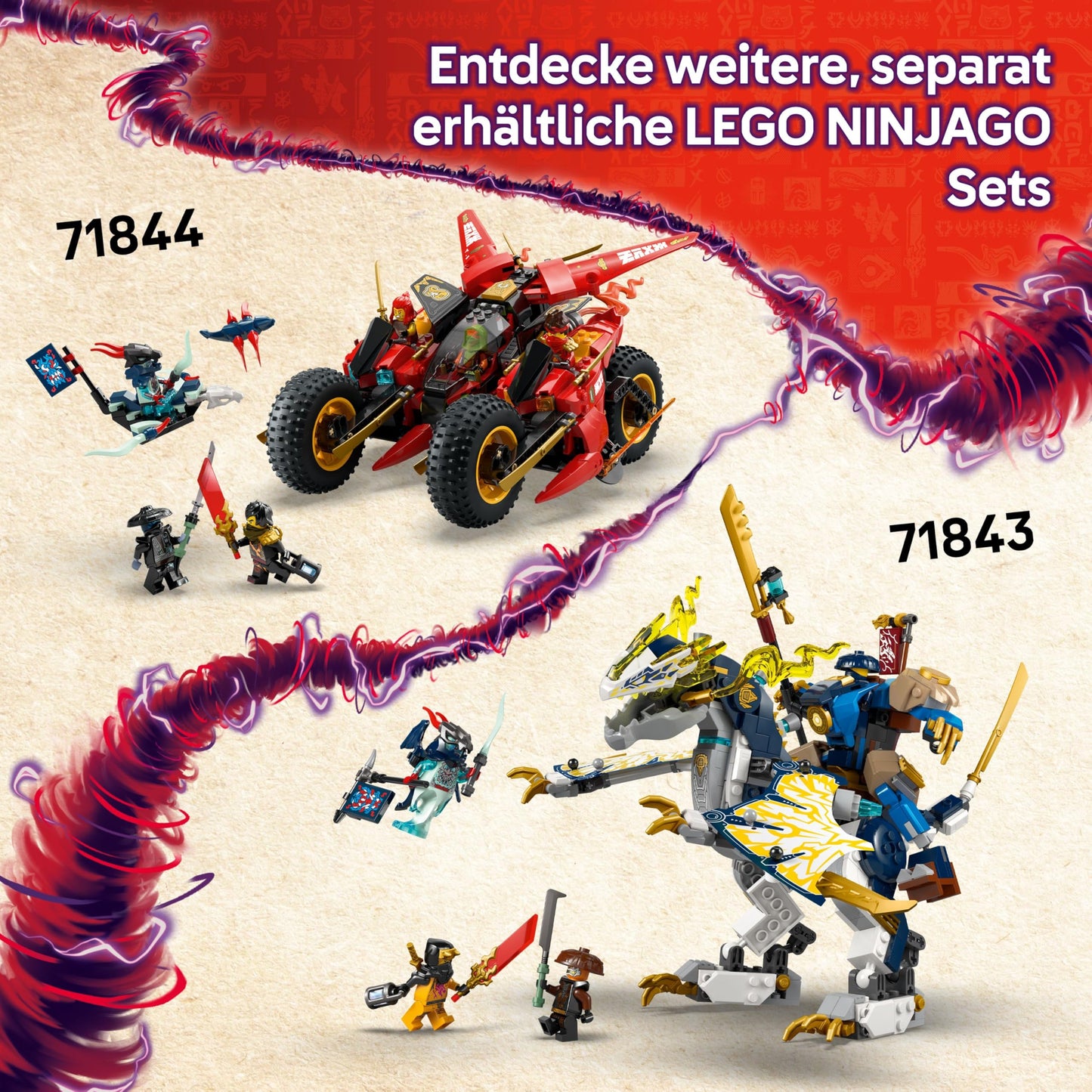 LEGO NINJAGO 2in1 Lloyd's Jet Mech - toy with 5 minifigures, dragon, equipment and flying motorcycle - gift for boys and fans of Rise of the Dragons aged 9 and over 71845