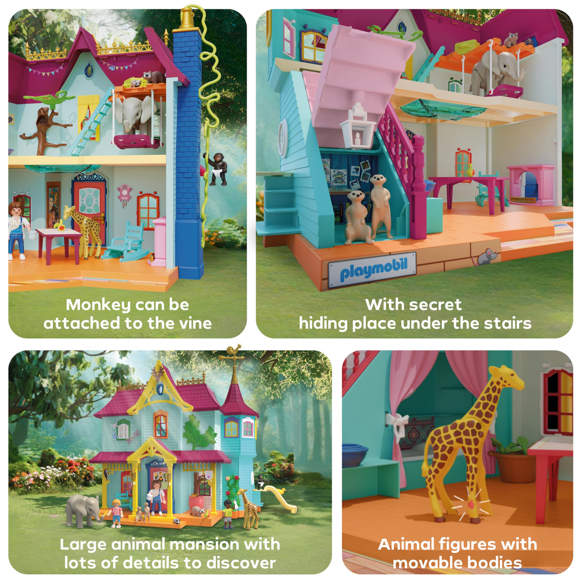 PLAYMOBIL | Animals & Friends | Colorful Animal Villa | Toy for ages 4 and up | Gift for children | Promotes creativity & interaction with animals | Includes animals, figures & accessories | 71852