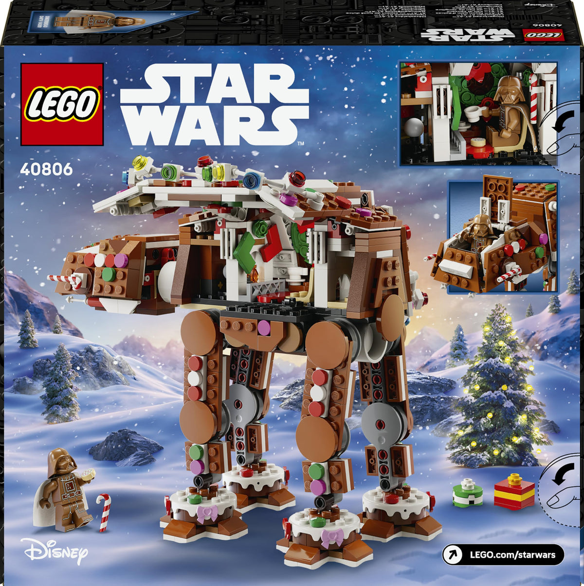 LEGO Star Wars 40806 Lebkuchen AT-AT - Set de construcție de Crăciun pentru copii, inclusiv figurina Darth Vader și sabie laser - Decorațiune pentru perioada sărbătorilor - Cadou pentru băieți și fete de la 10 ani și fani.