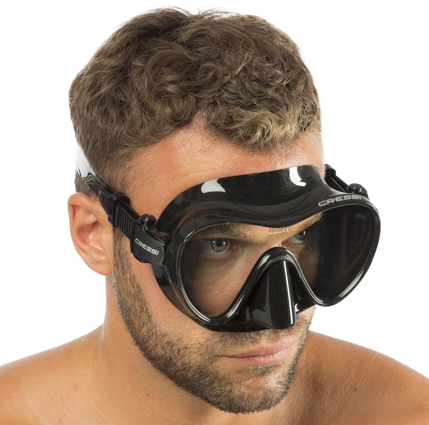Cressi Frameless Diving Mask F1 - Fog-free Glass Lens, Diving Goggles - Ergonomic Silicone Rim, Snorkel Mask - Dry Snorkel & Snorkel Set - Black - Combo Set - YDS280050