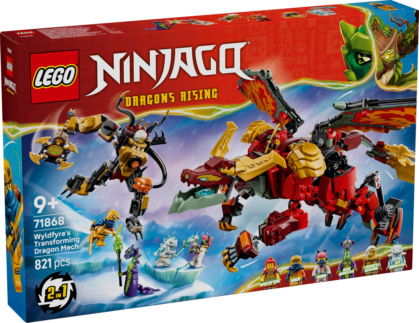 LEGO NINJAGO Wyldfyres Dragon Mech - 2-in-1 ninja action figure with Empress Beatrix's mech and 6 minifigures - birthday gift idea for boys aged 9 and up and fans - 71868