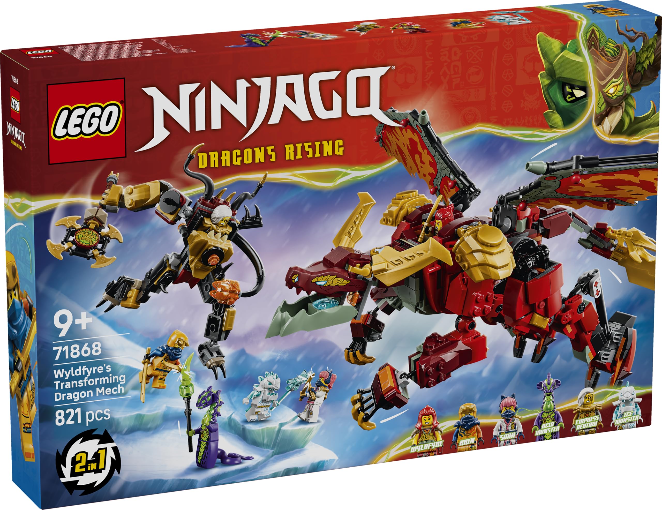 LEGO NINJAGO Wyldfyres Dragon Mech - 2-in-1 ninja action figure with Empress Beatrix's mech and 6 minifigures - birthday gift idea for boys aged 9 and up and fans - 71868