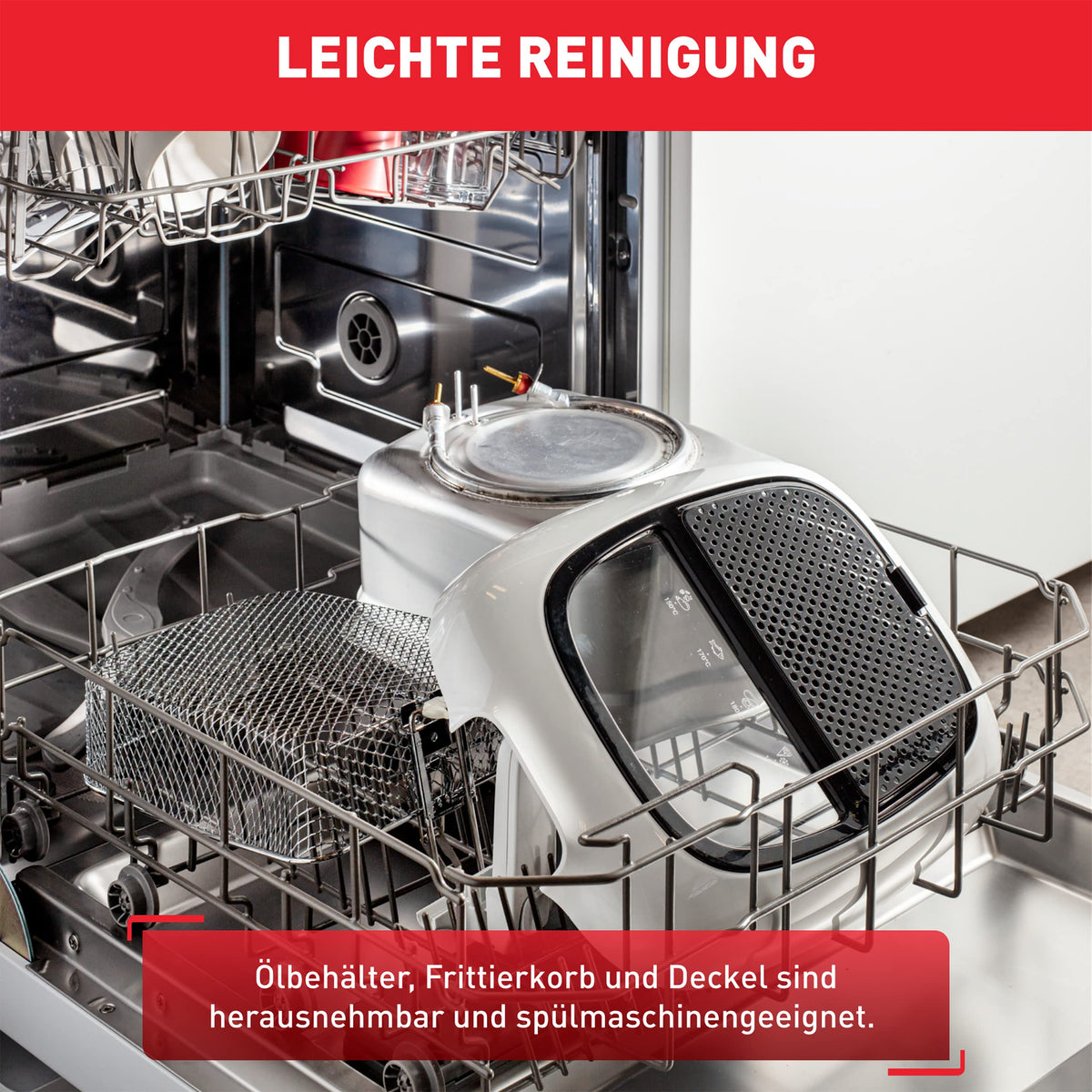 Tefal Friteuză Super Uno, inclusiv timer, capacitate: 2,2 litri, piese potrivite pentru mașina de spălat vase, strat antiaderent, filtru de miros, friteuză cu protecție împotriva stropirii cu ulei, alb/negru, FR3140