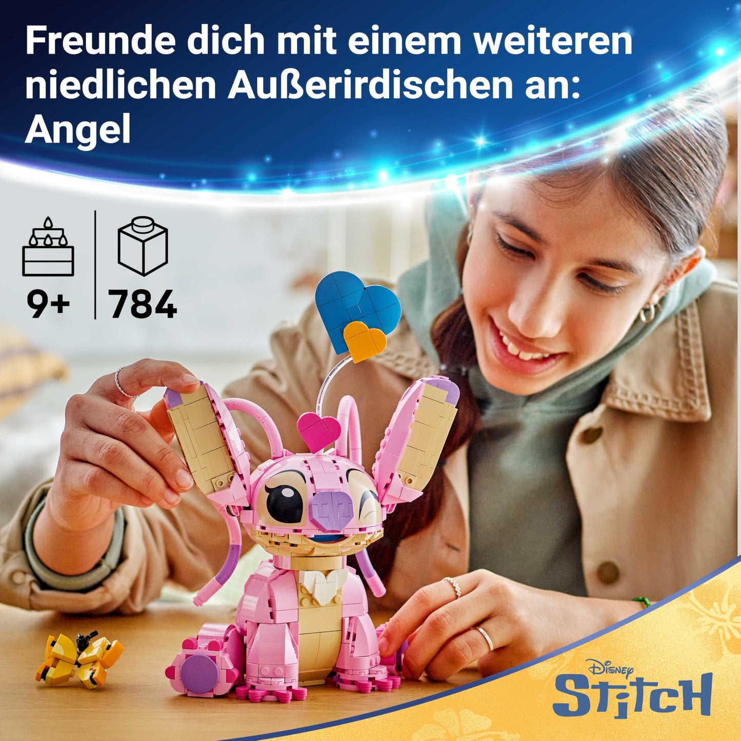 LEGO | Disney Angel - Lilo & Stitch toy - figure to build and display with 3 heart balloons and a butterfly - gift for girls, boys and adult fans aged 9 and over - 43257