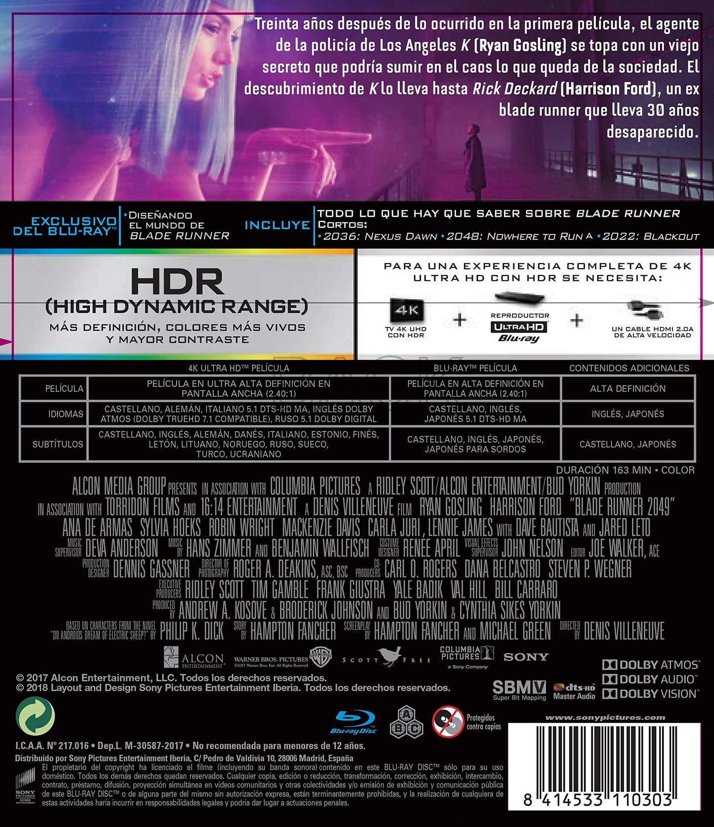 Blade Runner 2049 (Blade Runner 2049 (4K Ultra-HD + BD), Spain import, see details for languages)