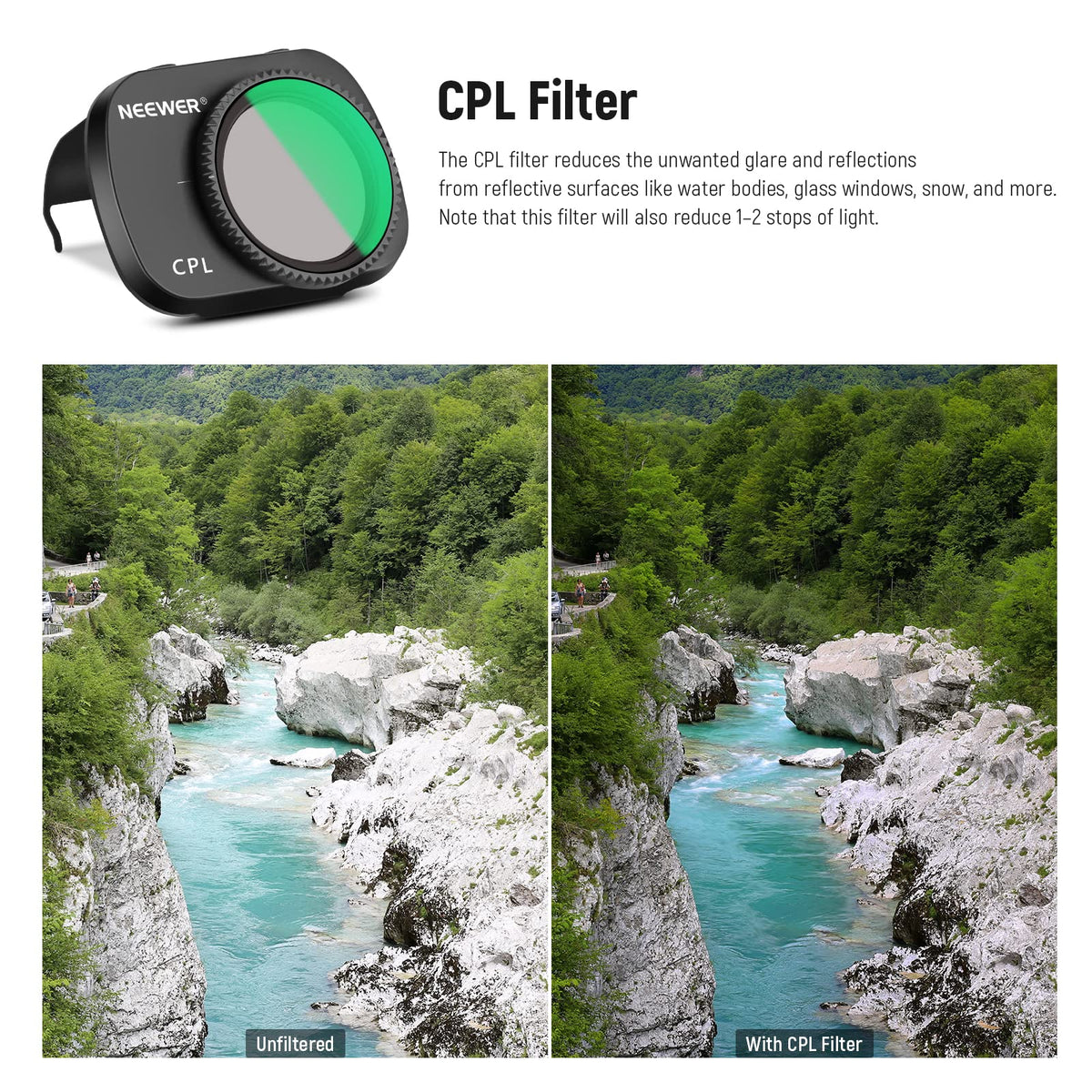 NEEWER 3er Pack ND Filterset, sticlă optică HD cu mai multe straturi, filtre ND8+ND16+CPL, compatibile cu DJI Mavic Mini, Mini 2, Mini SE, Mini 2SE - FL-DM