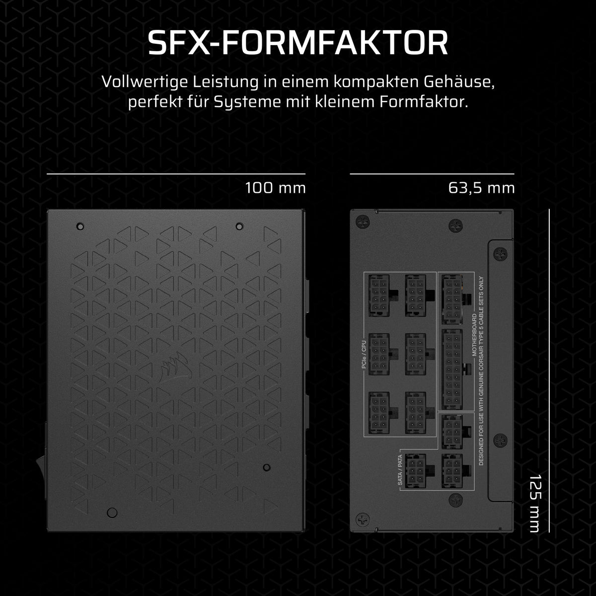CORSAIR SF1000 (2024) Fully Modular Quiet 80 Plus Platinum ATX Power Supply – ATX 3.1 Compatible – PCIe 5.1 Ready – SFX-to-ATX Bracket Included – Black - CP-9020257-EU