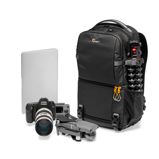 Lowepro Fastpack BP 250 AW III camera backpack - camera bag/photo backpack for mirrorless and DSLR cameras such as Nikon D850, 300D, with QuickDoor access, compartment for 13-inch laptop, ripstop, black - LP37333-PWW