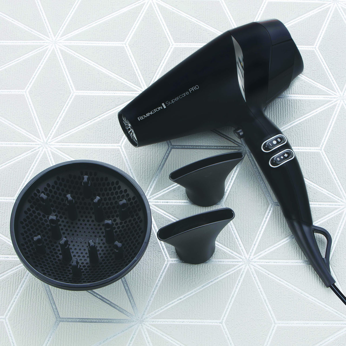 Remington Hair Dryer Professional Ions [powerful & side professional control] SupercarePro Technology (2200W, 130km/h, 3 styling attachments, durable hairdresser AC motor) AC7250 [Amazon Exclusive] - 45719560100