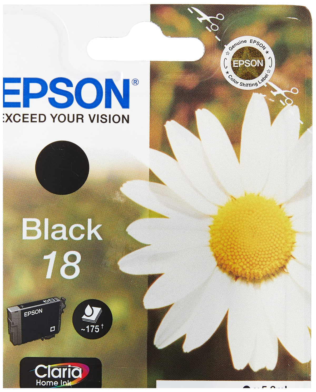 Cartuș de cerneală original Epson Gălbenele, cerneală Claria Home, pentru imprimare de text și fotografii (pachet unic) negru T180140 Standard (pachet cu 2) - C13T18014012