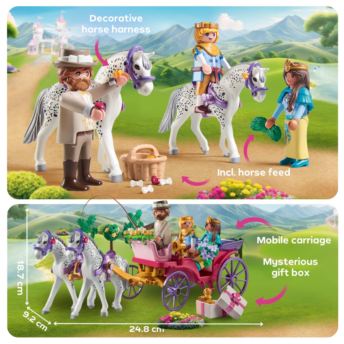PLAYMOBIL | Princess Magic | Carriage ride with princess and prince | Princess toy | Fairytale toys for children aged 4 and up | 71846