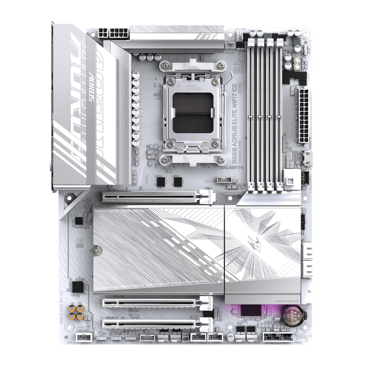 Placa de bază GIGABYTE B850 AORUS Elite WIFI7 - compatibilă cu procesoarele AMD Ryzen 9000 Serie, VRM digital cu 14+2+2 faze, suport pentru memorie DDR5 de până la 8200MHz (OC), 1xPCIe 5.0 + 2xPCIe 4.0 M.2, LAN de 2,5, WiFi 7, USB 3.2 Gen 2x2.