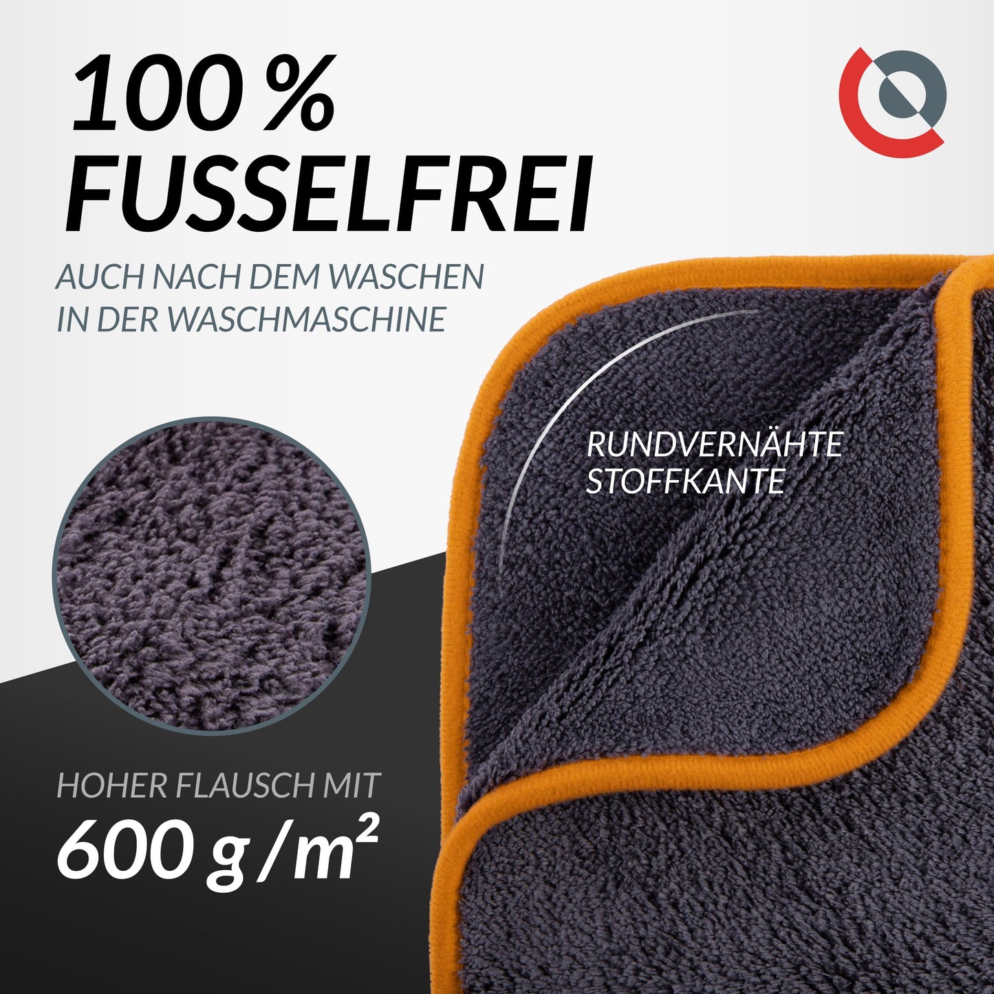 Glart 443TPO4 Microfiber Cloths Set of 12 - 600 GSM - 40x40 cm - Fluffy Car Polishing Cloths for Drying & Care - Ultra Soft, Lint-Free & Absorbent - For Car Care, Motorcycle, Boat & Household