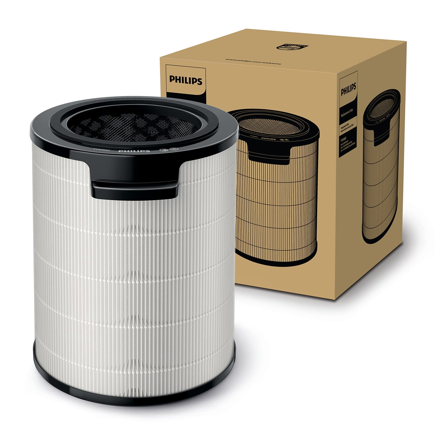 Philips replacement filter integrated 3-in-1 filter for air purifier AMF870 and AMF765, lifespan of 12 months, filters 99.97% at 0.003?m, pre-filter, HEPA, activated carbon, (FYM860/30)