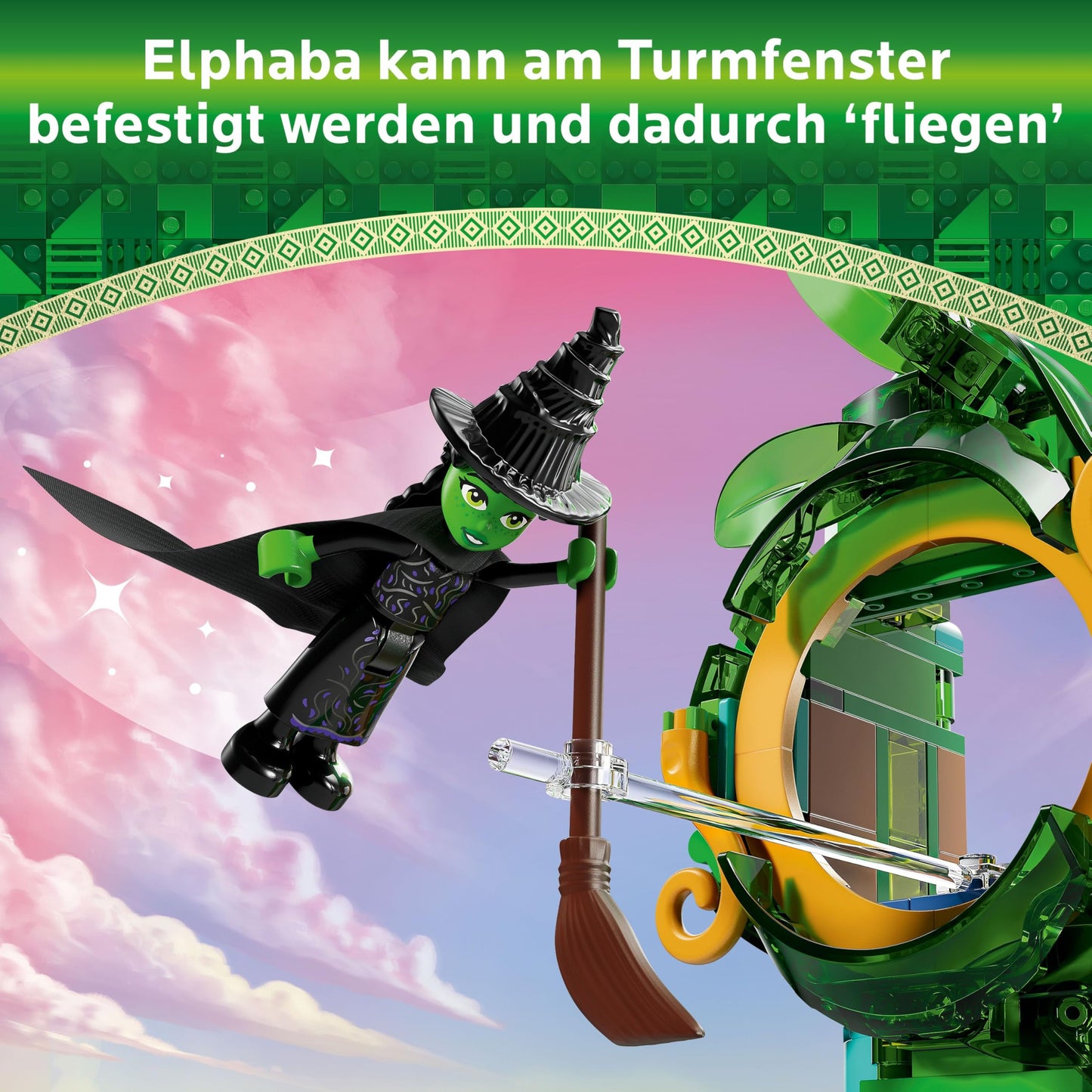 LEGO Wicked Welcome to Emerald City, toy with tower, Glinda and Elphaba mini-dolls, gift for fans of the film and girls and boys aged 9 and up who love dollhouses 75684