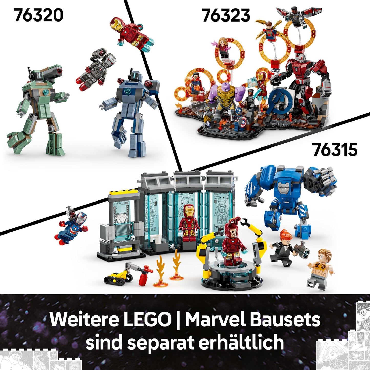 LEGO ǀ Marvel Avengers: Endgame Thor vs. Chitauri building set - superhero action with the Iron Patriot mech and 7 minifigures - gift for boys and girls aged 8 and up - 76322