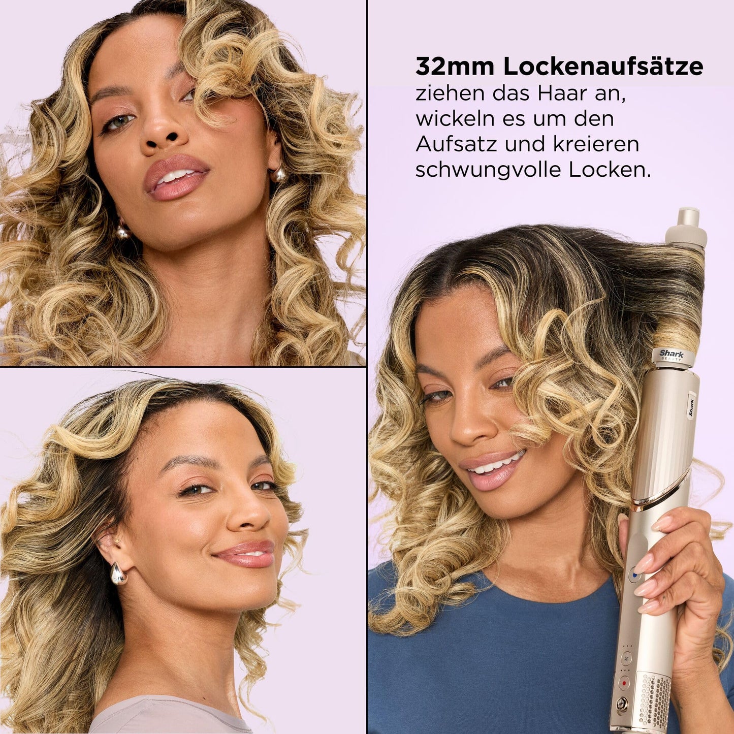 Shark FlexStyle 3-in-1 Air Styler & Hair Dryer, 1400W, Auto Wrap Curl Attachment, Oval Brush, Concentrator, No Heat Damage, Champagne, HD426SLEU