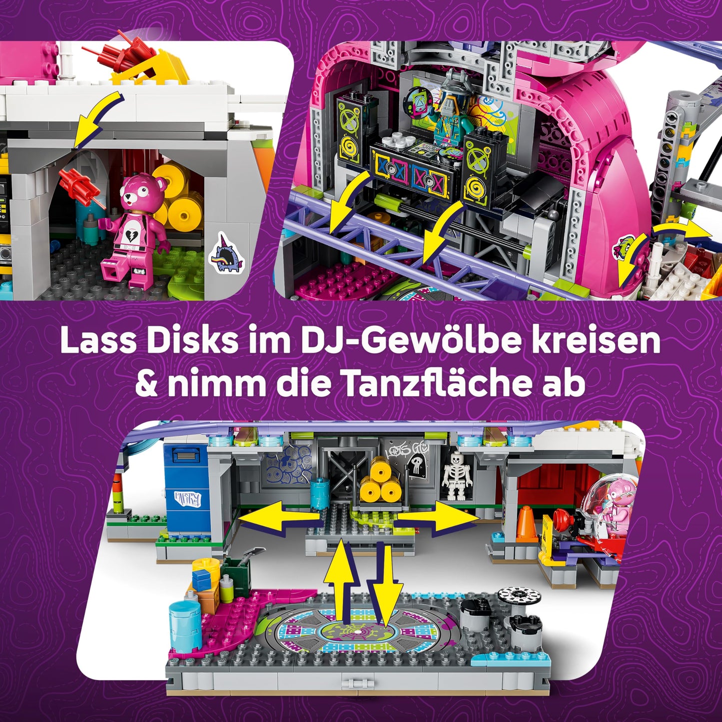 LEGO Fortnite Rave Cave - Interactive toy with theme park model and 6 minifigures - Room decoration for children - Gaming gift for boys, girls and teenagers aged 12 and up - 77082