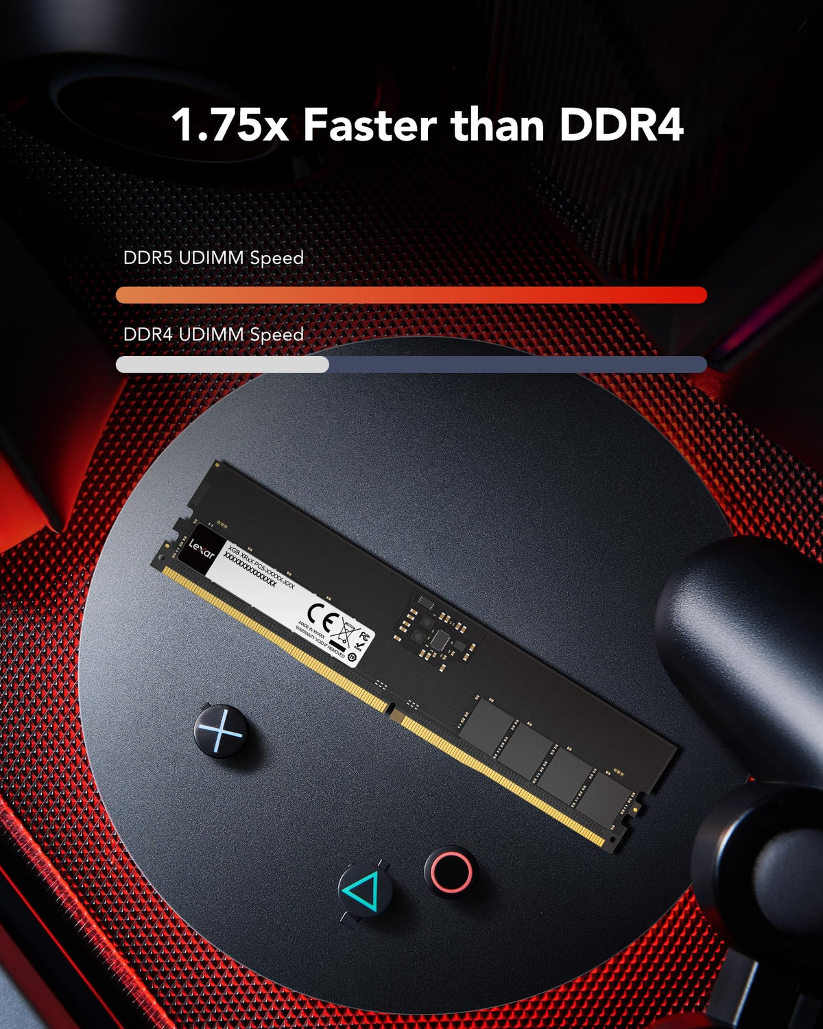 Lexar UDIMM 32GB DDR5 RAM 5600MHz, 288pin DDR5 UDIMM Computer RAM, High Performance Gaming DRAM U-DIMM for PC Memory/Computer Memory, 1.1V, CL46-45-45-90 - LD5U32G56C46ST-BGS
