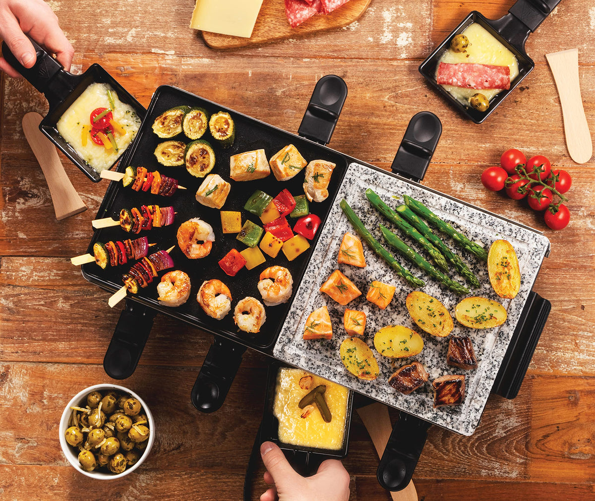 Grătar Raclette Russell Hobbs, 8 persoane, piatră naturală și plăcuță reversibilă - 26280-56