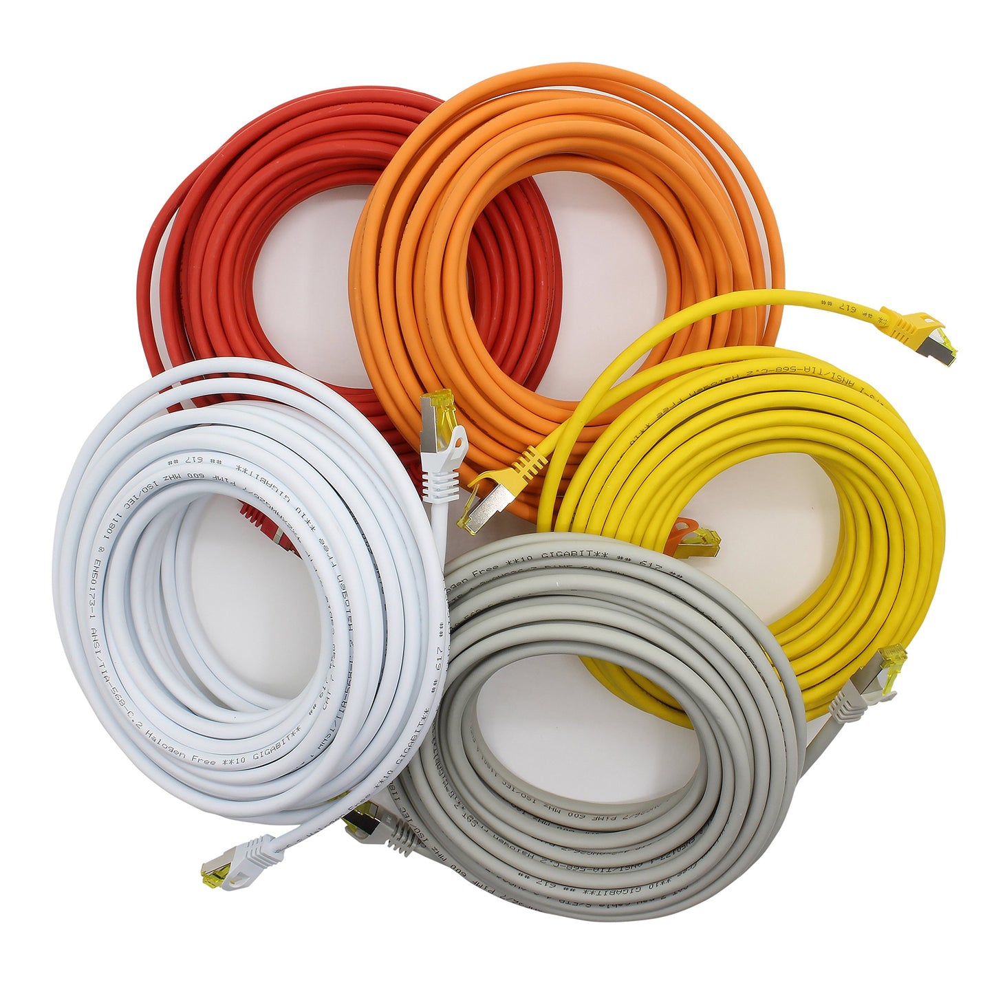 1aTTack.de Cat.7 network cable 5m 5 colors 5 pieces Cat7 Ethernet cable network LAN cable raw cable 10 Gb s SFTP PIMF LSZH set patch cable with Rj 45 plug Cat.6a - 4251073616087