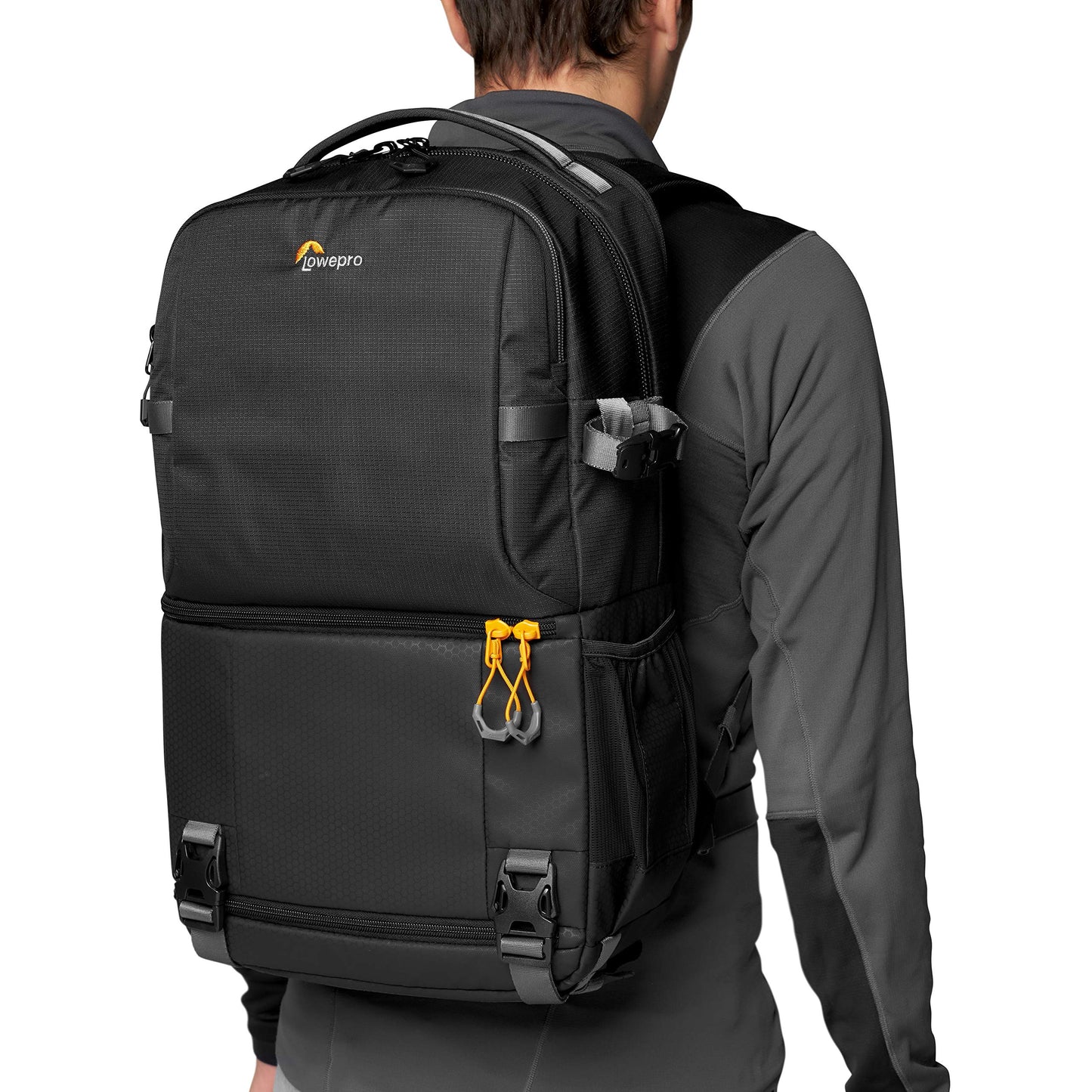 Lowepro Fastpack BP 250 AW III camera backpack - camera bag/photo backpack for mirrorless and DSLR cameras such as Nikon D850, 300D, with QuickDoor access, compartment for 13-inch laptop, ripstop, black - LP37333-PWW