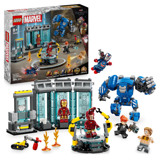 LEGO | Marvel Iron Man's Laboratory: Hall of Armors - Superhero toy with a mech figure, 5 minifigures including Aldrich Killian - Avengers gift for boys and girls aged 8 and over 76315