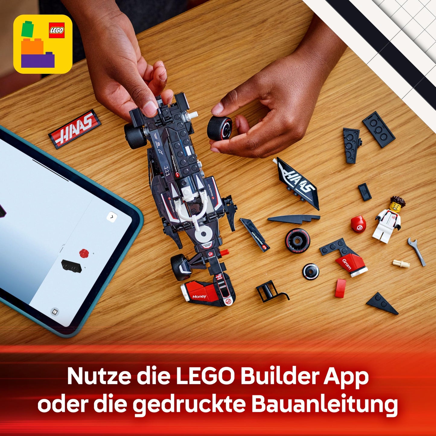 LEGO Speed Champions MoneyGram Haas F1 Team VF-24 racing car - toy with Formula 1 minifigure to collect - model and gift for boys and girls aged 10 and over and adult motorsport fans 77250